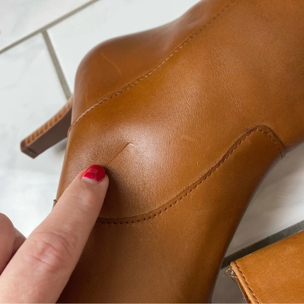 Ralph Lauren caelynn tall knee high caramel leather boots short heel 9.5 NEW - Picture 12 of 13